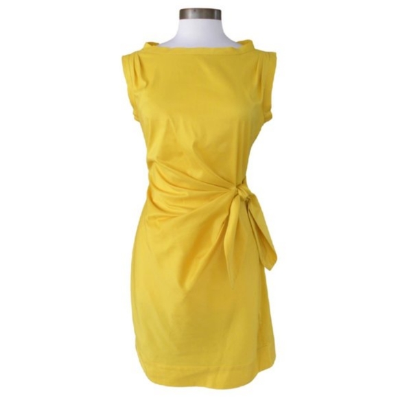 SUNSHINE YELLOW dvf Della side tie sheath dress 6 M - Picture 5 of 5